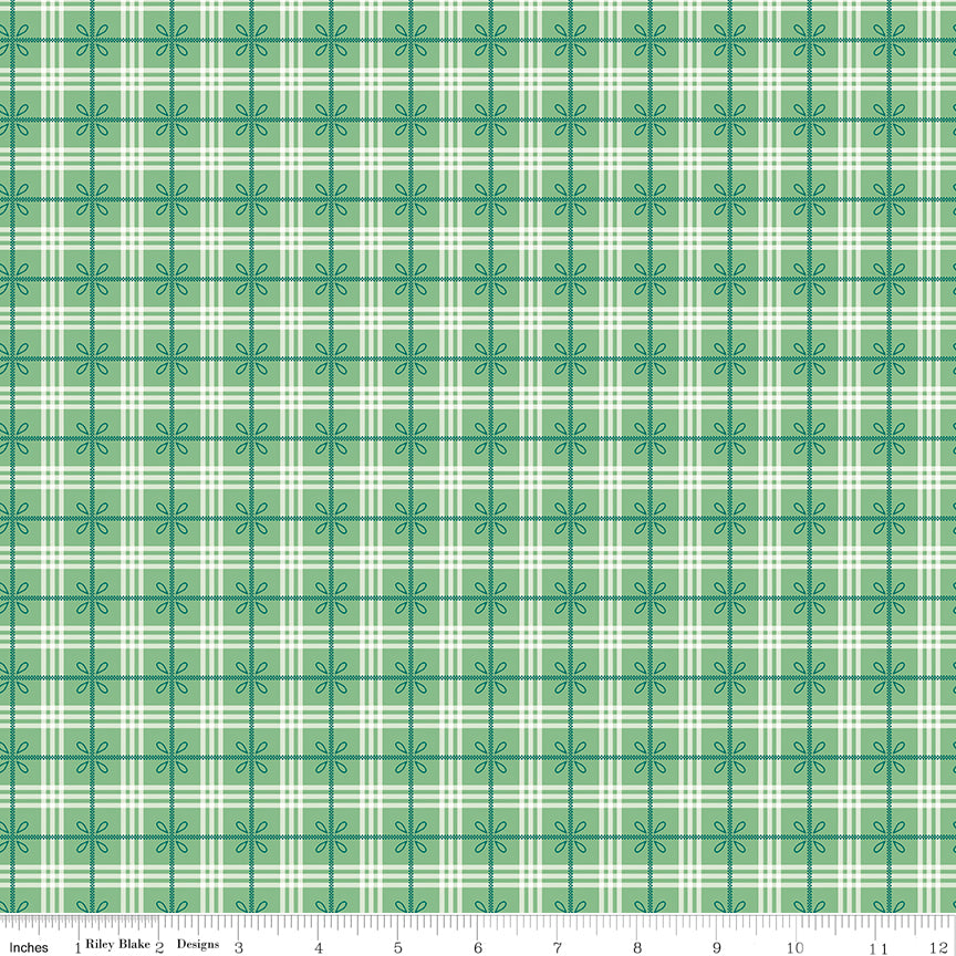 Lori Holt 44-45" 100% Cotton LEAF C12022 BEE PLAIDS Collection by Riley Blake