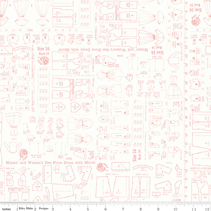 Lori Holt 44-45" 100% Cotton CORAL C13599 HomeTown Collection by Riley Blake Designs