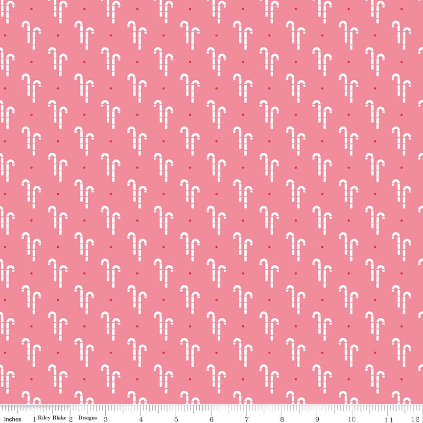 Lori Holt 44-45" 100% Cotton PINK CANDY C7970 COZY CHRISTMAS Collection by Riley Blake