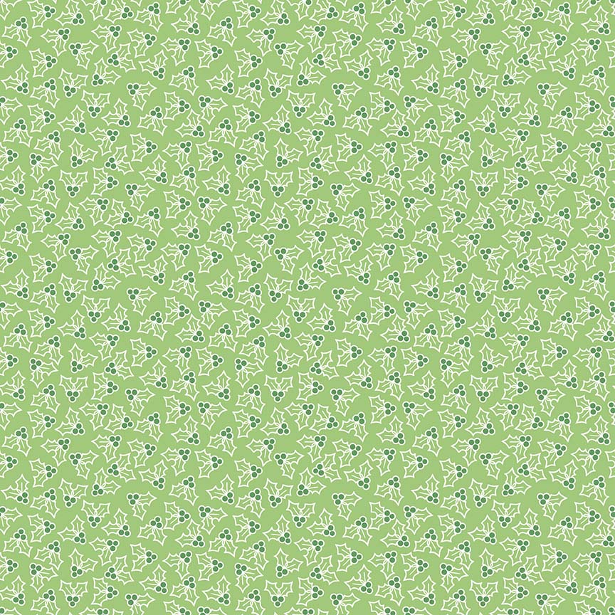 Lori Holt 44-45" 100% Cotton GREEN HOLLY C7973 COZY CHRISTMAS Collection by Riley Blake