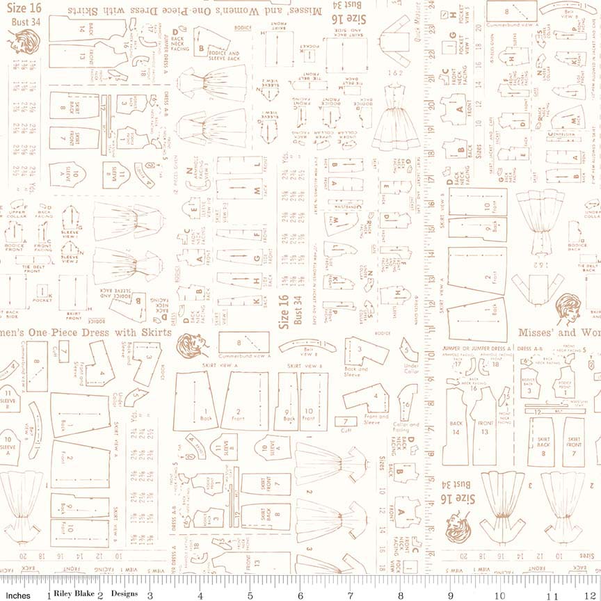 Lori Holt 44-45" 100% Cotton BROWN C6382 BEE BACKGROUNDS Collection by Riley Blake