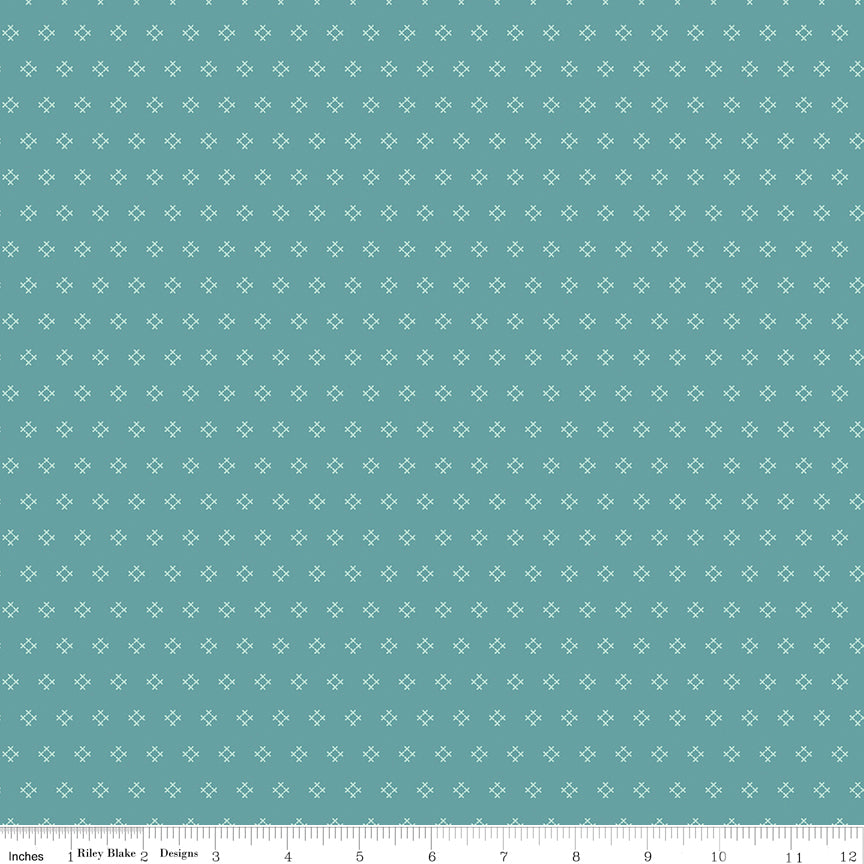 Lori Holt 44-45" 100% Cotton TEAL C10929 STITCH Collection by Riley Blake