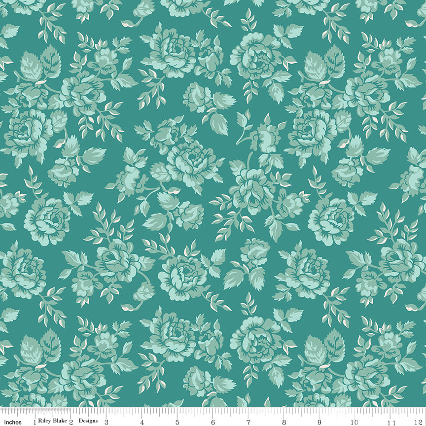 Lori Holt 44-45" 100% Cotton TEAL C13580 HomeTown Collection by Riley Blake Designs