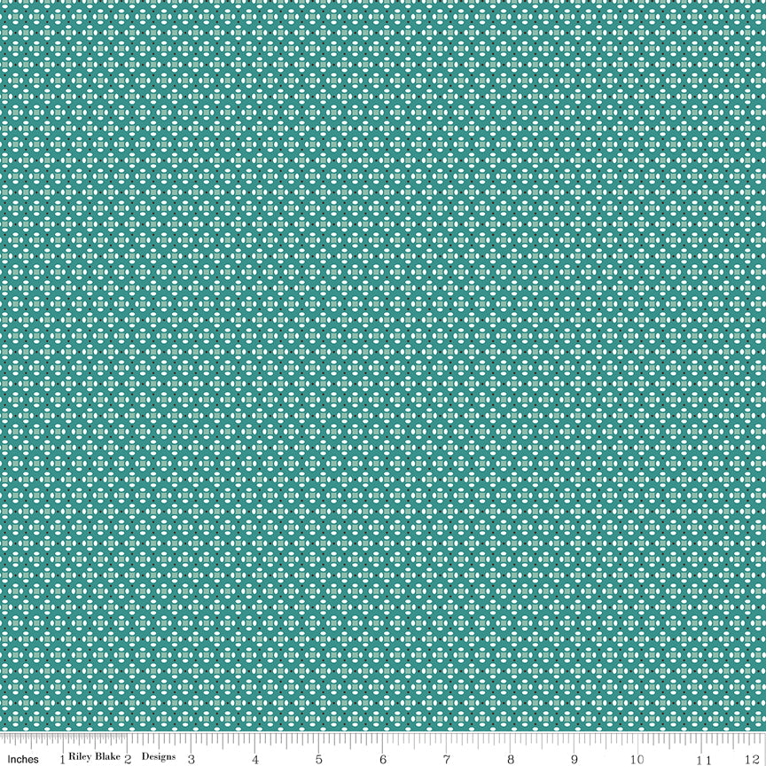 Lori Holt 44-45" 100% Cotton TEAL C13595 HomeTown Collection by Riley Blake Designs