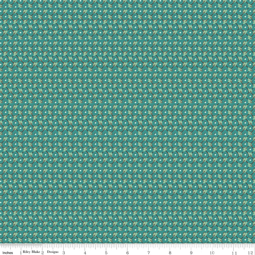 Lori Holt 44-45" 100% Cotton TEAL C13597 HomeTown Collection by Riley Blake Designs