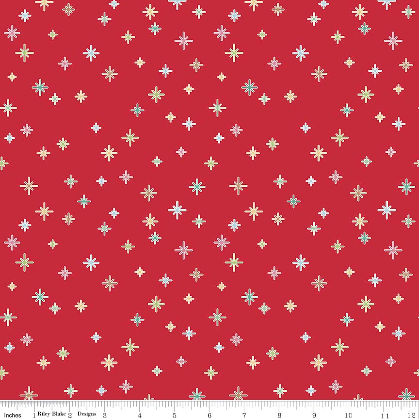 Lori Holt 44-45" 100% Cotton RED C5365 COZY CHRISTMAS Collection by Riley Blake