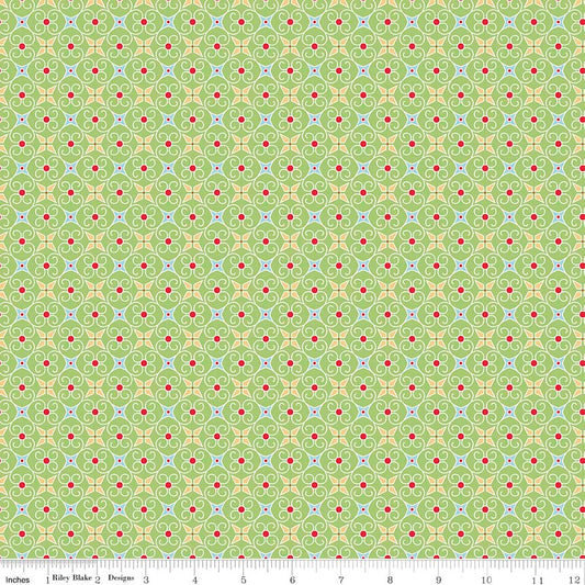 Lori Holt 44-45" 100% Cotton GREEN C5367 COZY CHRISTMAS Collection by Riley Blake