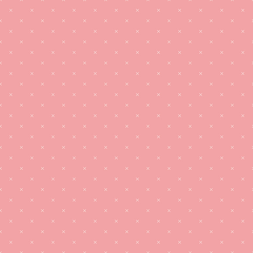 Lori Holt 44-45" 100% Cotton CORAL C745 BEE CROSS STITCH Collection by Riley Blake