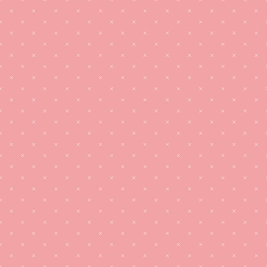 Lori Holt 44-45" 100% Cotton CORAL C745 BEE CROSS STITCH Collection by Riley Blake