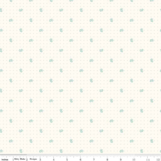 Lori Holt 44-45" 100% Cotton TEAL C6380 BEE BACKGROUNDS Collection by Riley Blake