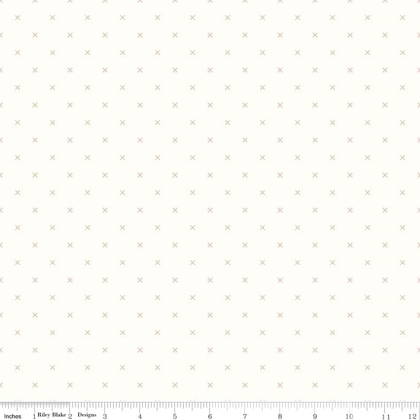 Lori Holt 44-45" 100% Cotton BROWN BACKGROUND CROSSSTITCH C6381 BEE BACKGROUNDS Collection by Riley Blake