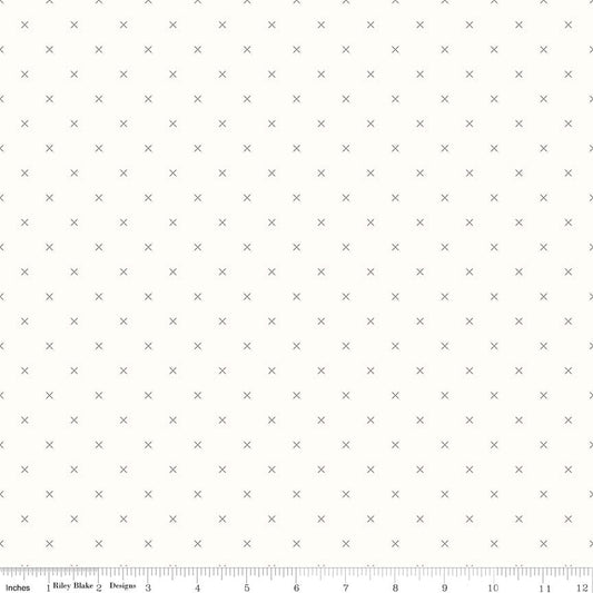 Lori Holt 44-45" 100% Cotton GRAY BACKGROUND CROSSSTITCH C6381 BEE BACKGROUNDS Collection by Riley Blake